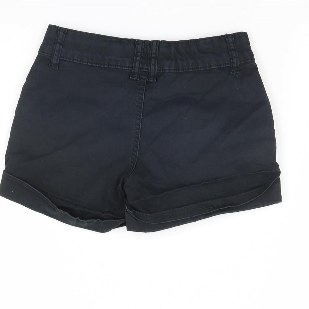 Preworn Girls Black Denim Cut-Off Shorts Size 8 Years
