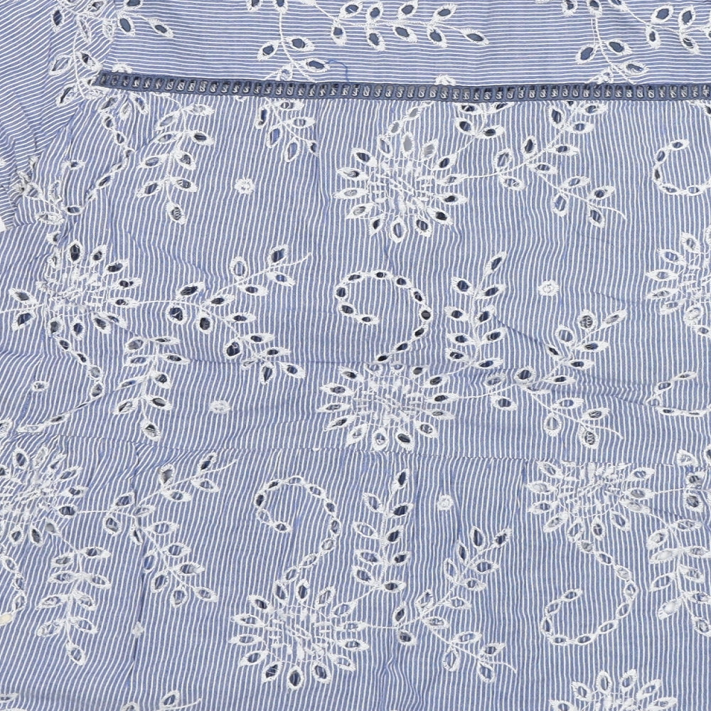 Holding Horses Womens Blue Floral Basic Blouse Size 8
