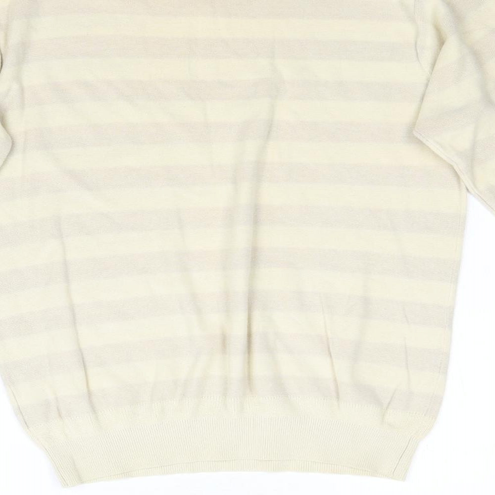 Stark Mens Beige Striped Knit Pullover Jumper Size S