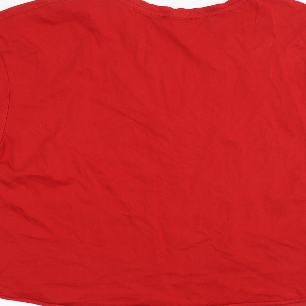 Boohoo Womens Red Basic T-Shirt Size L
