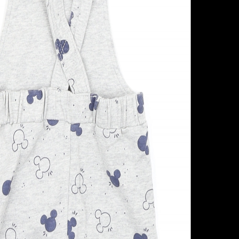 George Boys Grey Spotted Dungaree One-Piece Size 0-3 Months - Mickey Mouse