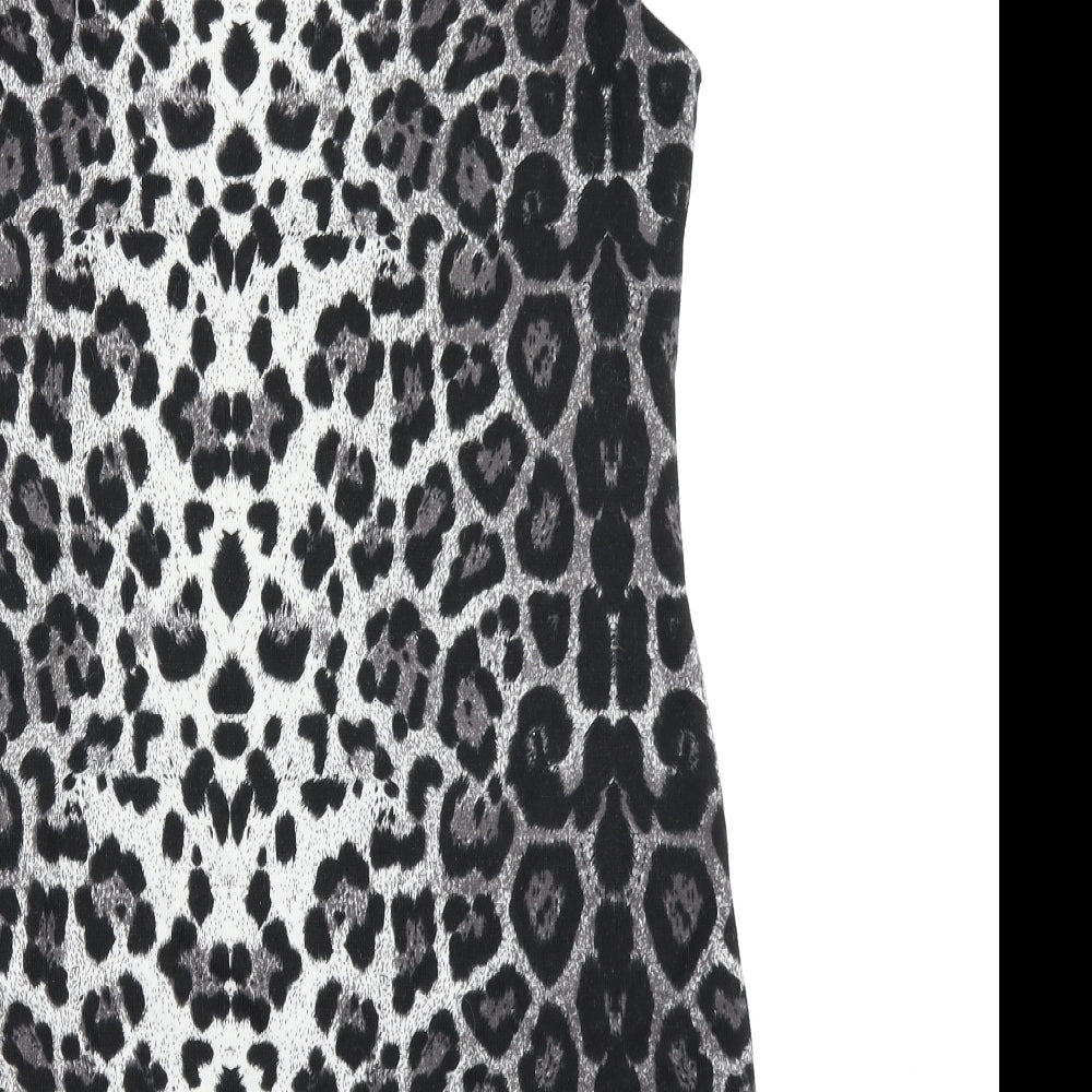 Mandi Womens Grey Animal Print A-Line Size 12