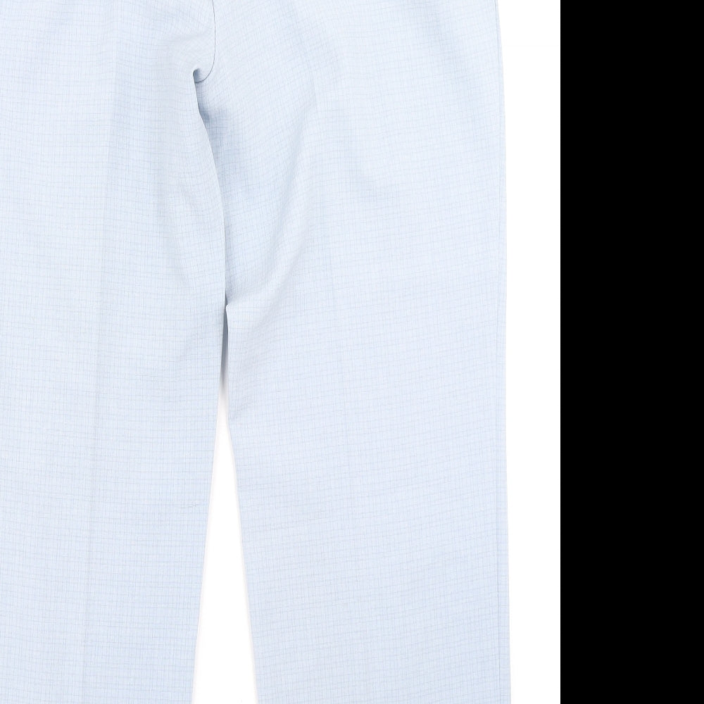 Marks & Spencer Womens Blue Check Trousers Size 14 L25 in
