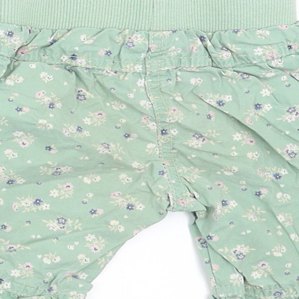 Next Girls Green Floral Cropped Trousers Size 3-6 Months