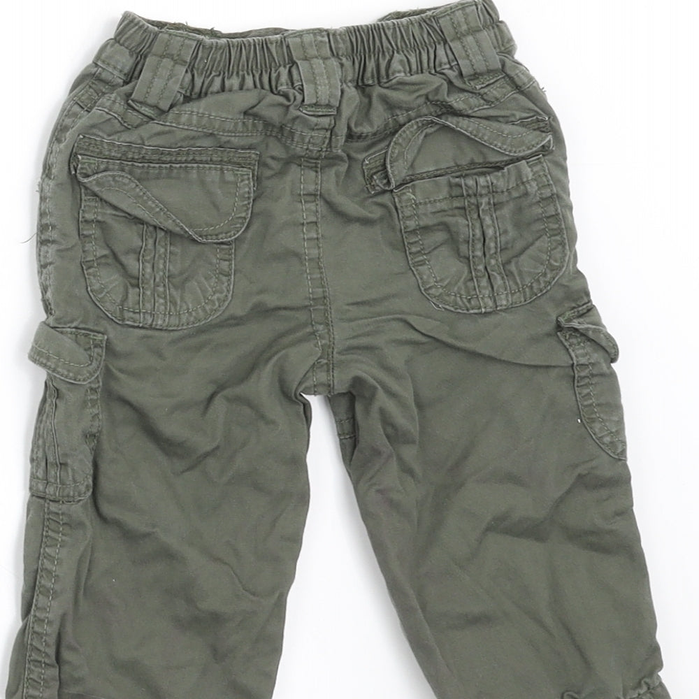 George Boys Green Cargo Trousers Size 3-6 Months - SIDE POCKETS