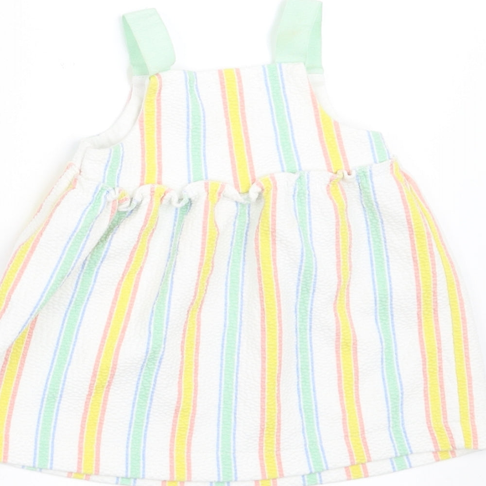 Zara Girls White Striped A-Line Size 3-6 Months
