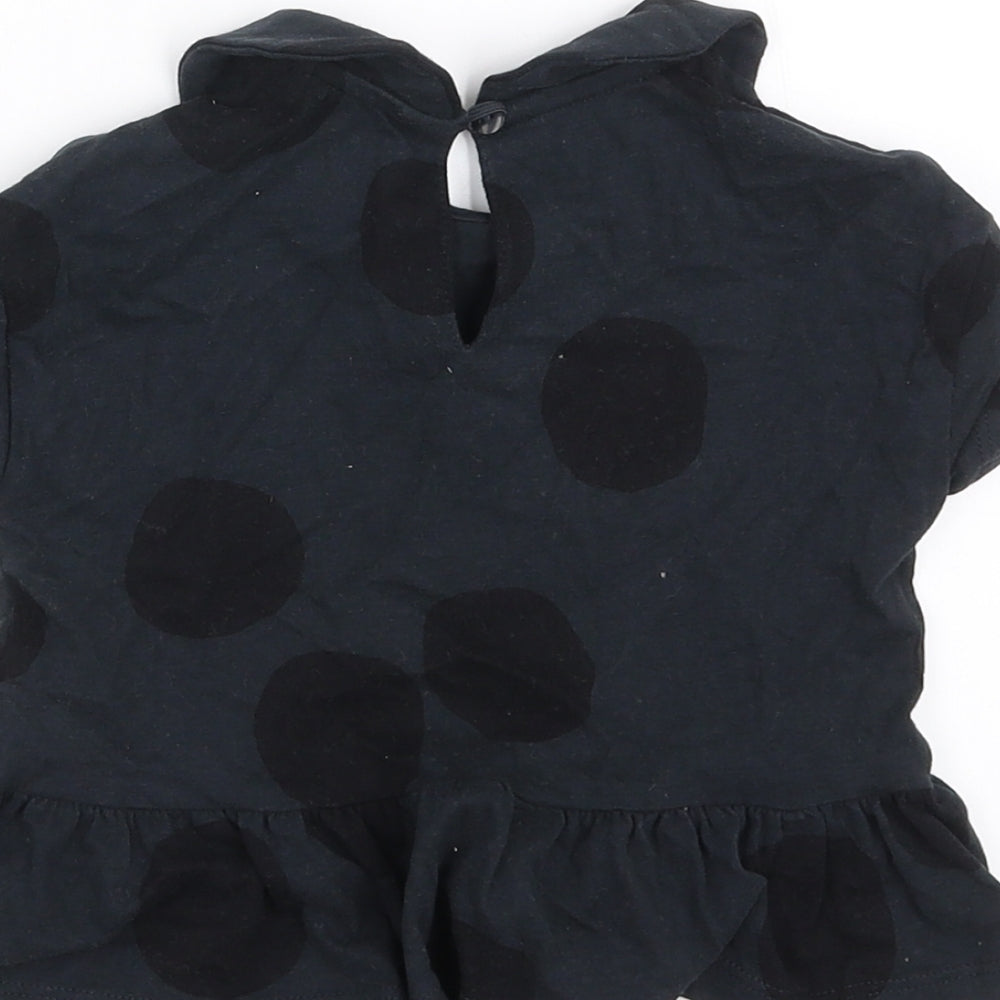 NEXT Girls Black Polka Dot Basic T-Shirt Size 9-12 Months