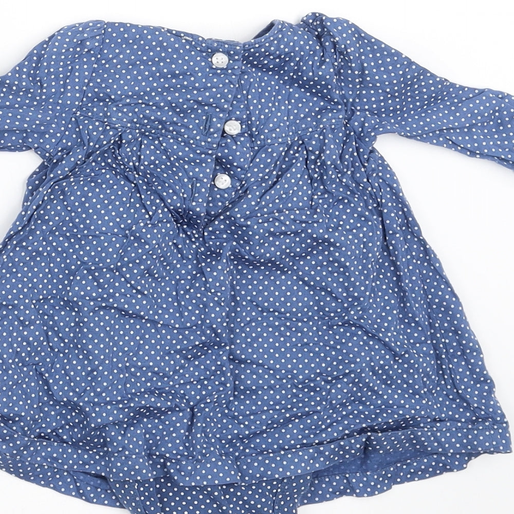 Mini Club Girls Blue Spotted A-Line Size 3-6 Months - dress bodysuit