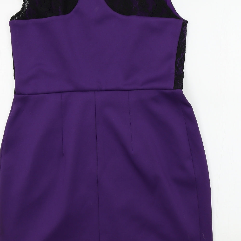 Dorothy Prkins Womens Purple Colourblock A-Line Size 16