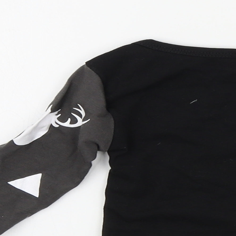 Preworn Boys Black Colourblock Basic T-Shirt Size 6-9 Months