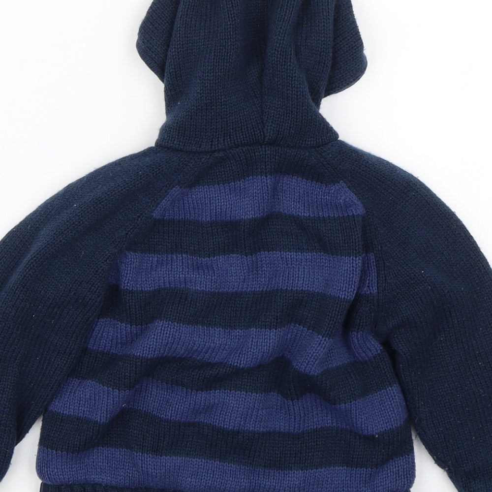 M&Co Blue Striped Knit Full Zip Jumper Size 12-18 Months
