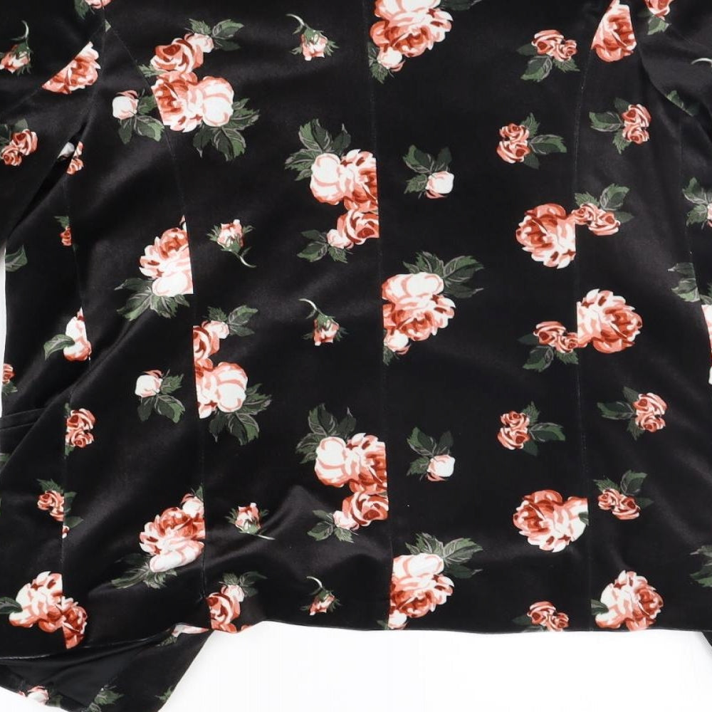 Peacocks Womens Black Floral Cardigan Jumper Size 8