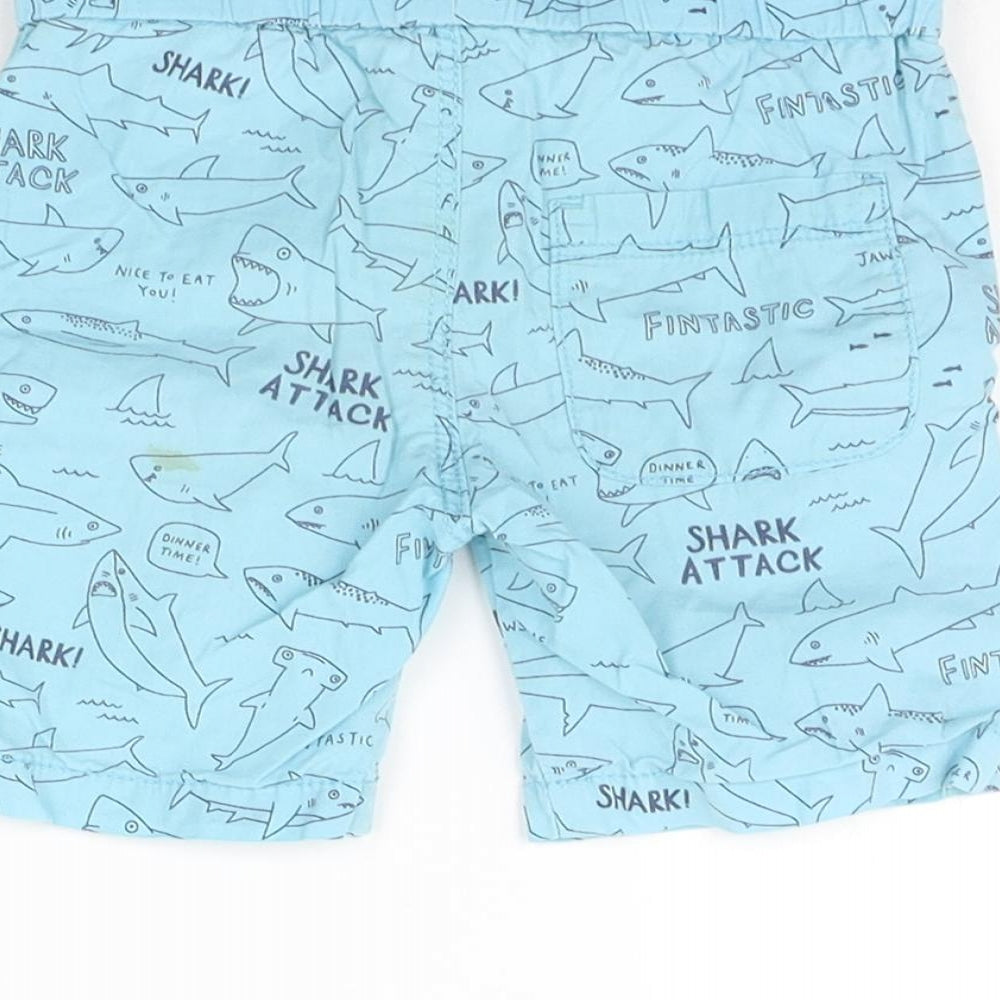 H&M Boys Blue Geometric Chino Shorts Size 2-3 Years