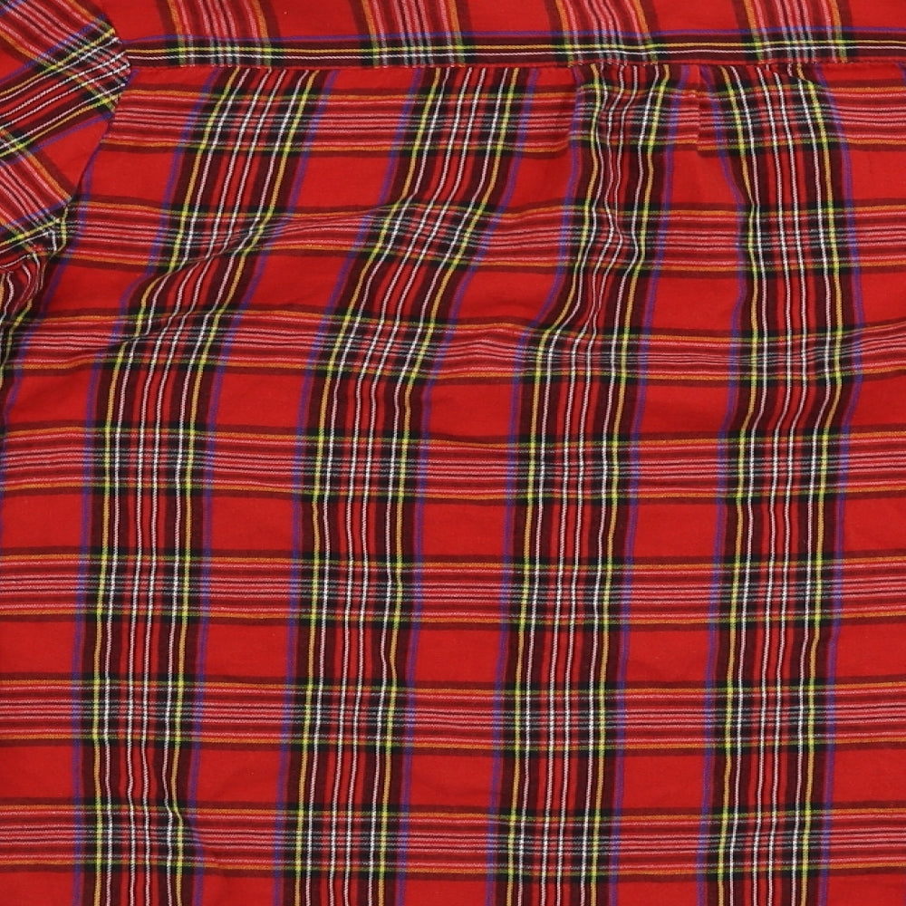 Boohoo Womens Red Check Basic Button-Up Size 10