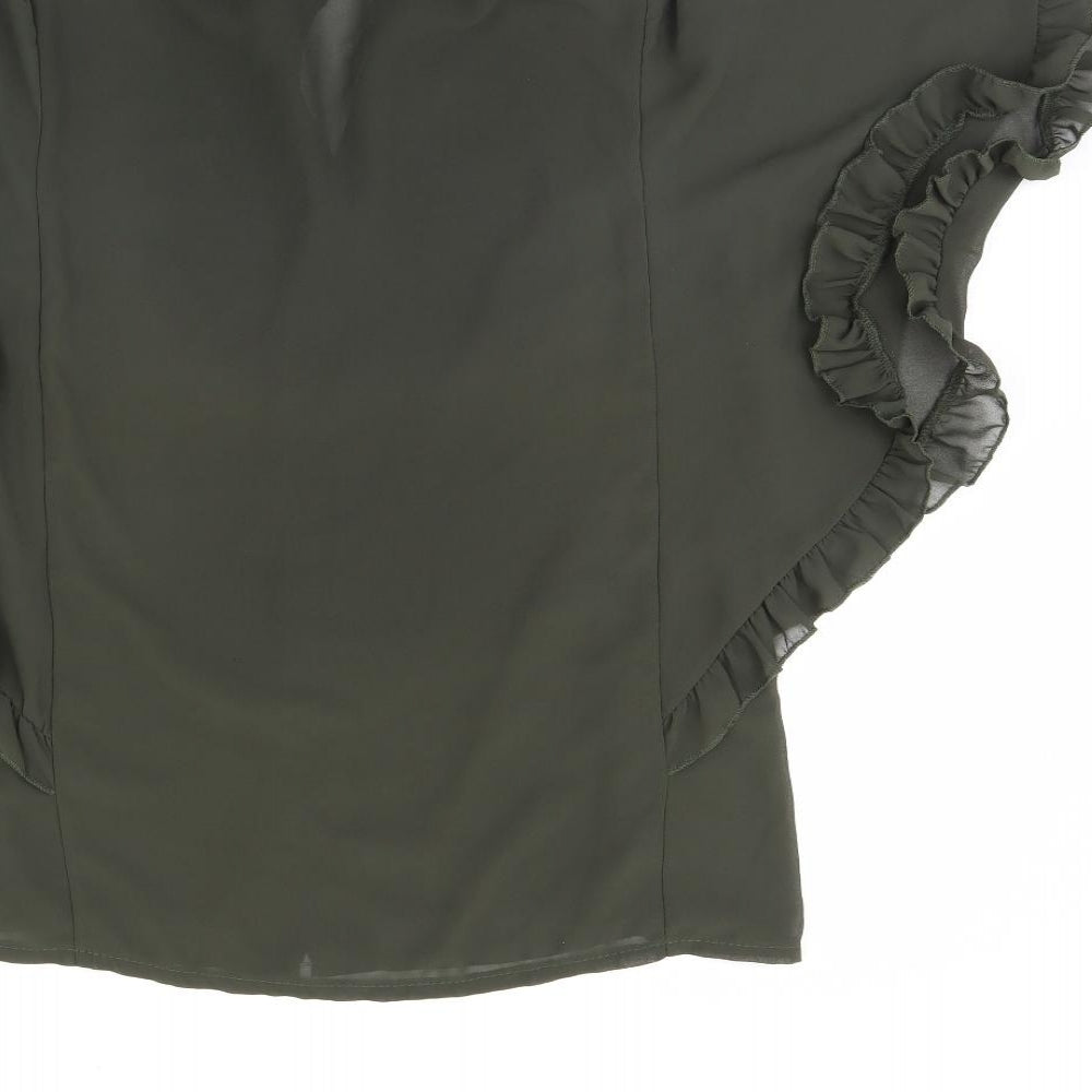 Boohoo Womens Green Basic Button-Up Size 6
