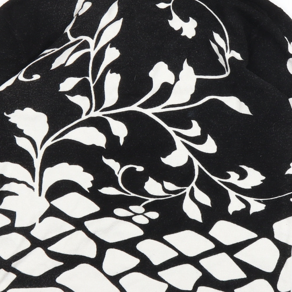 Mia Moda Womens Black Floral Basic Blouse Size S