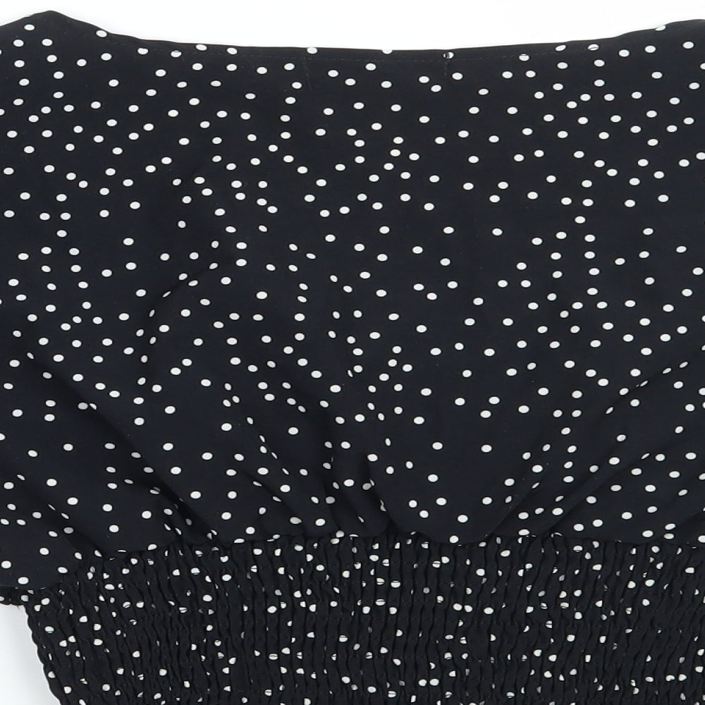 SheIn Womens Black Polka Dot Basic Blouse Size L