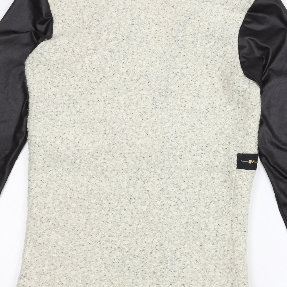 Sophia Mirza Womens White Jacket Coatigan Size M