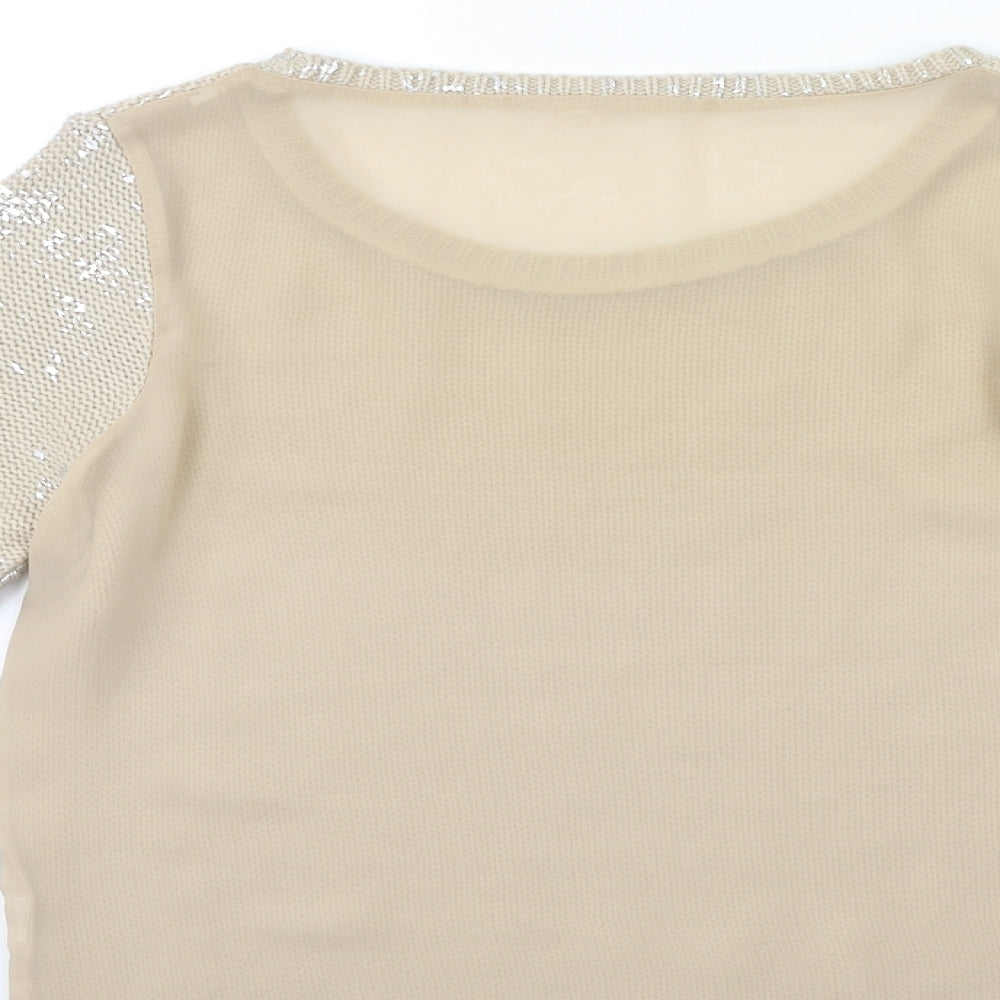 Preworn Womens Beige Knit Pullover Jumper Size 8