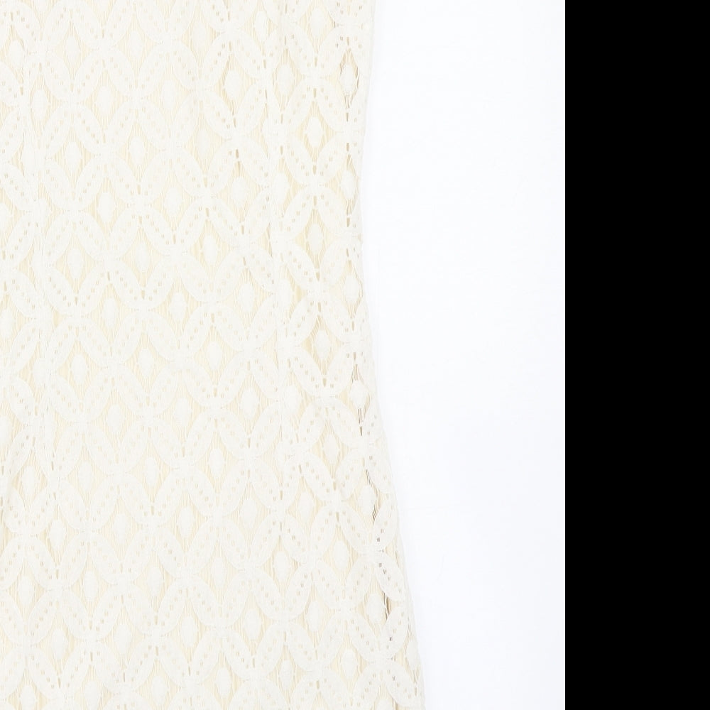 Pinky Womens Ivory A-Line Size M