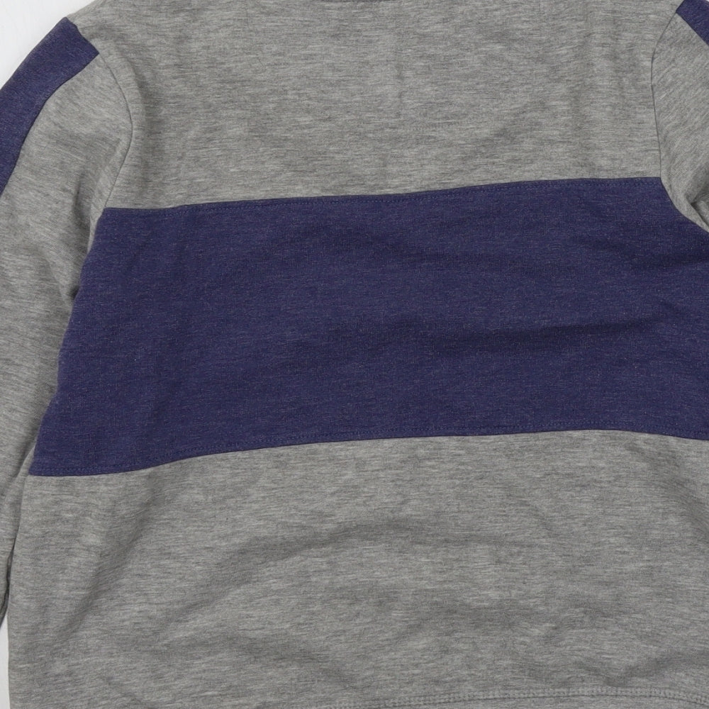 M&S Boys Grey Colourblock Pullover Jumper Size 11-12 Years
