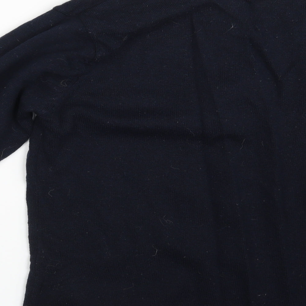 Brand and care label for Easy men’s blue jumper, size S