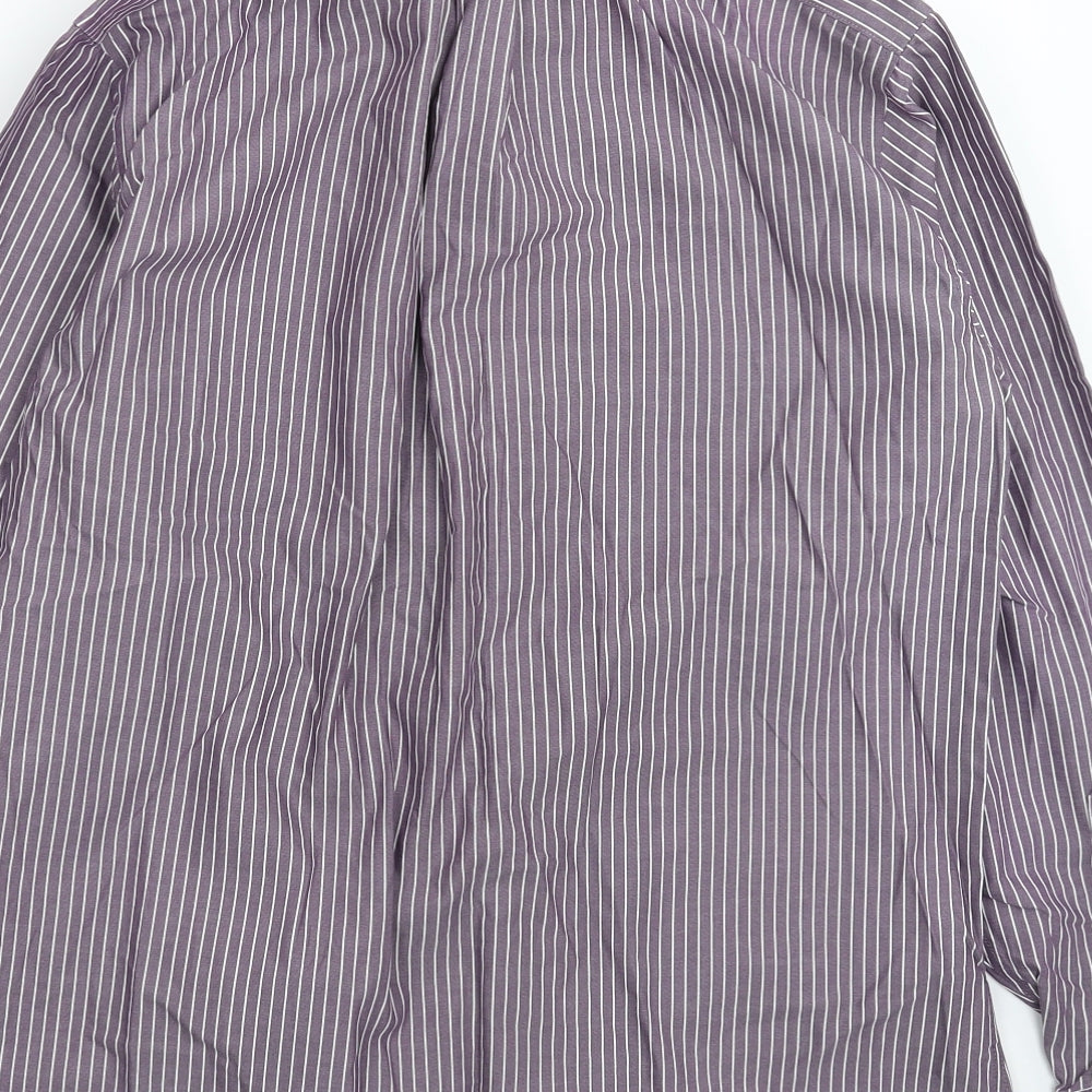 Eddie Bauer Mens Purple Striped Dress Shirt Size M