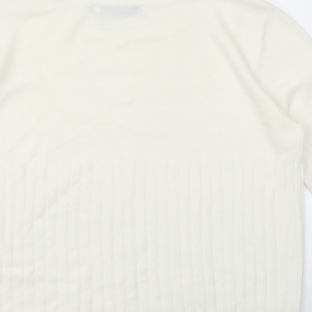 cashmasobt Womens White Pullover Jumper Size S