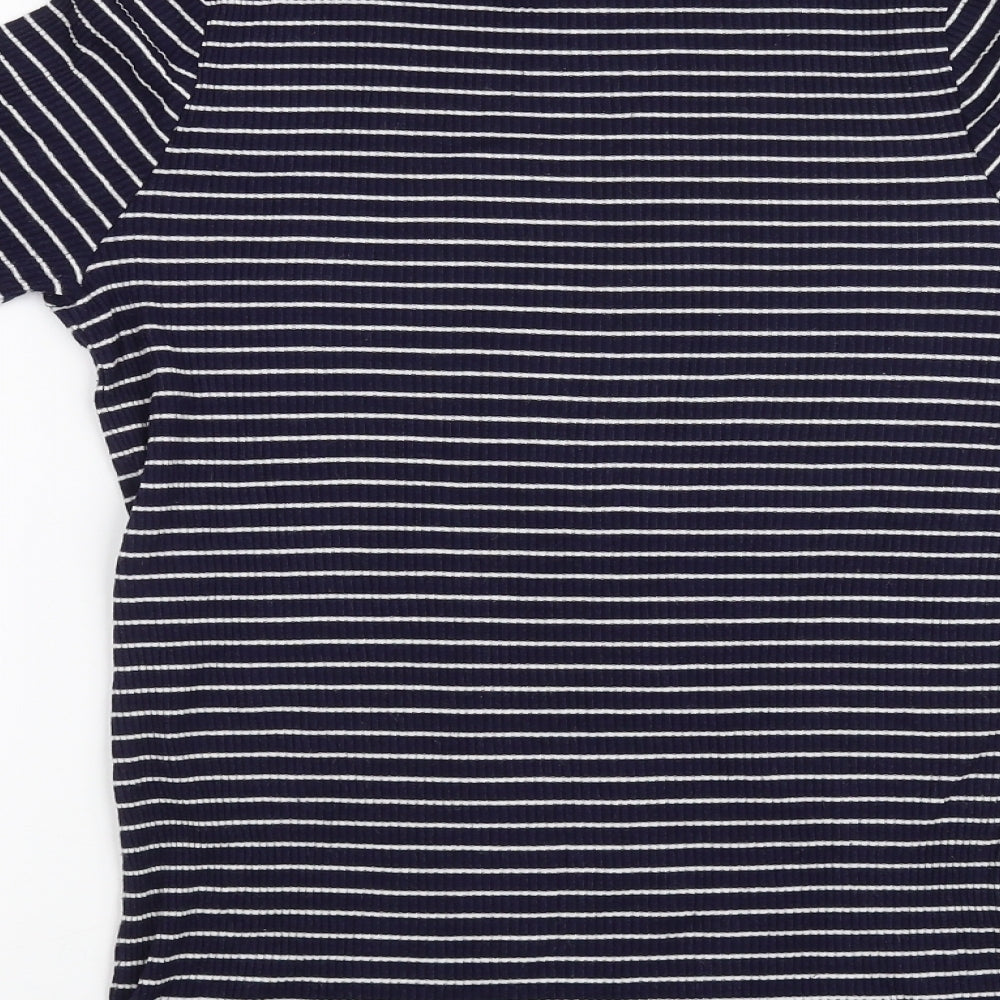 F&F Womens Blue Striped Pullover Sweatshirt Size 12