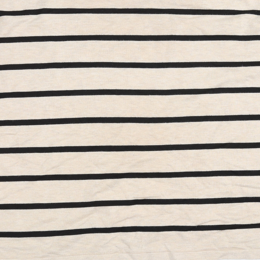 Preworn Womens Beige Striped Pullover Sweatshirt Size L
