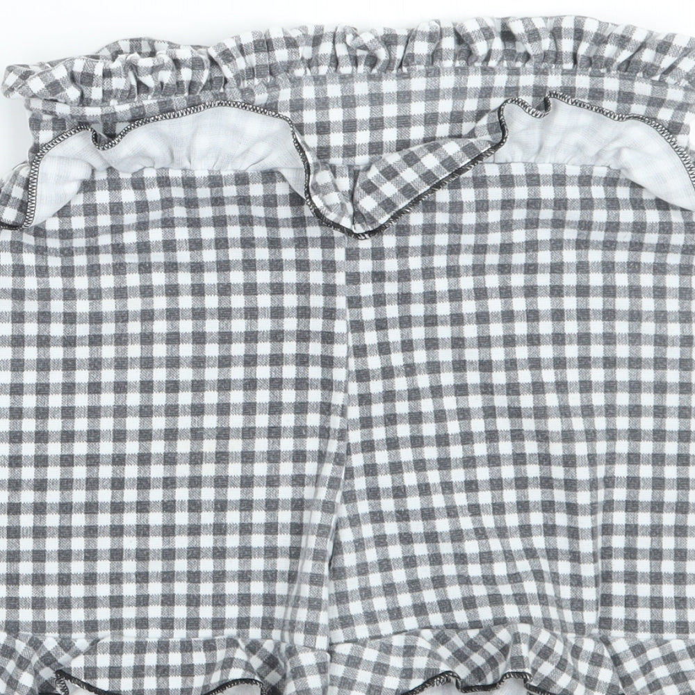 PRETTYLITTLETHING Womens Grey Check Hot Pants Shorts Size 6