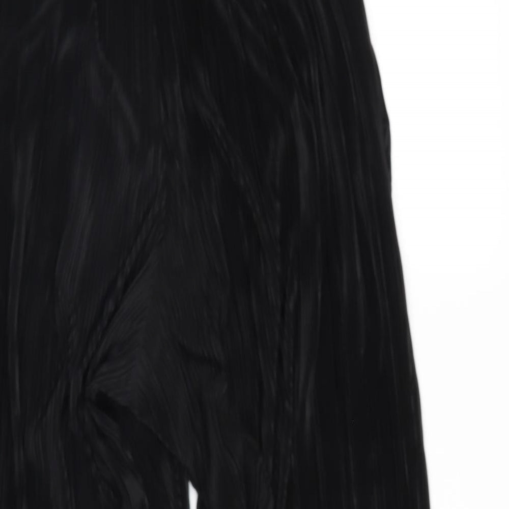 Ache Womens Black Cropped Trousers Size 12 L24 in - riffle effect