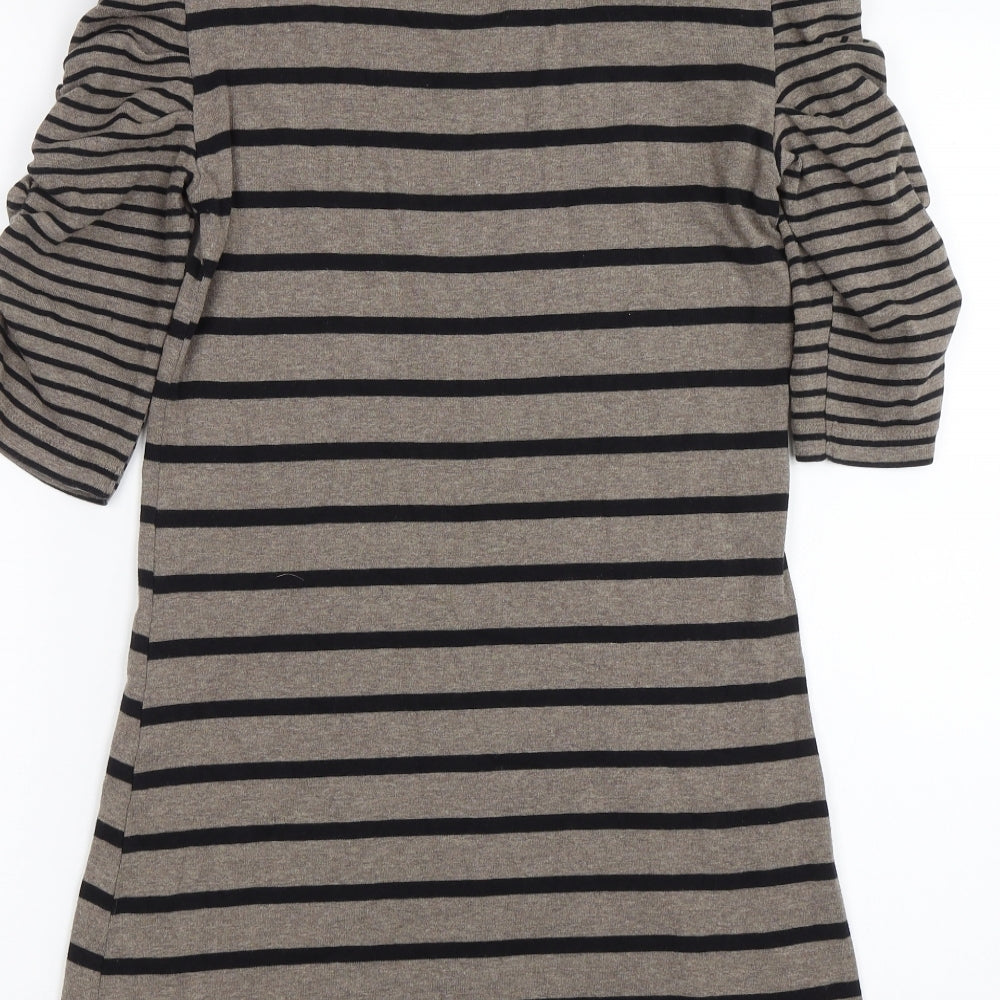 M&Co Womens Brown Striped Shift Size S
