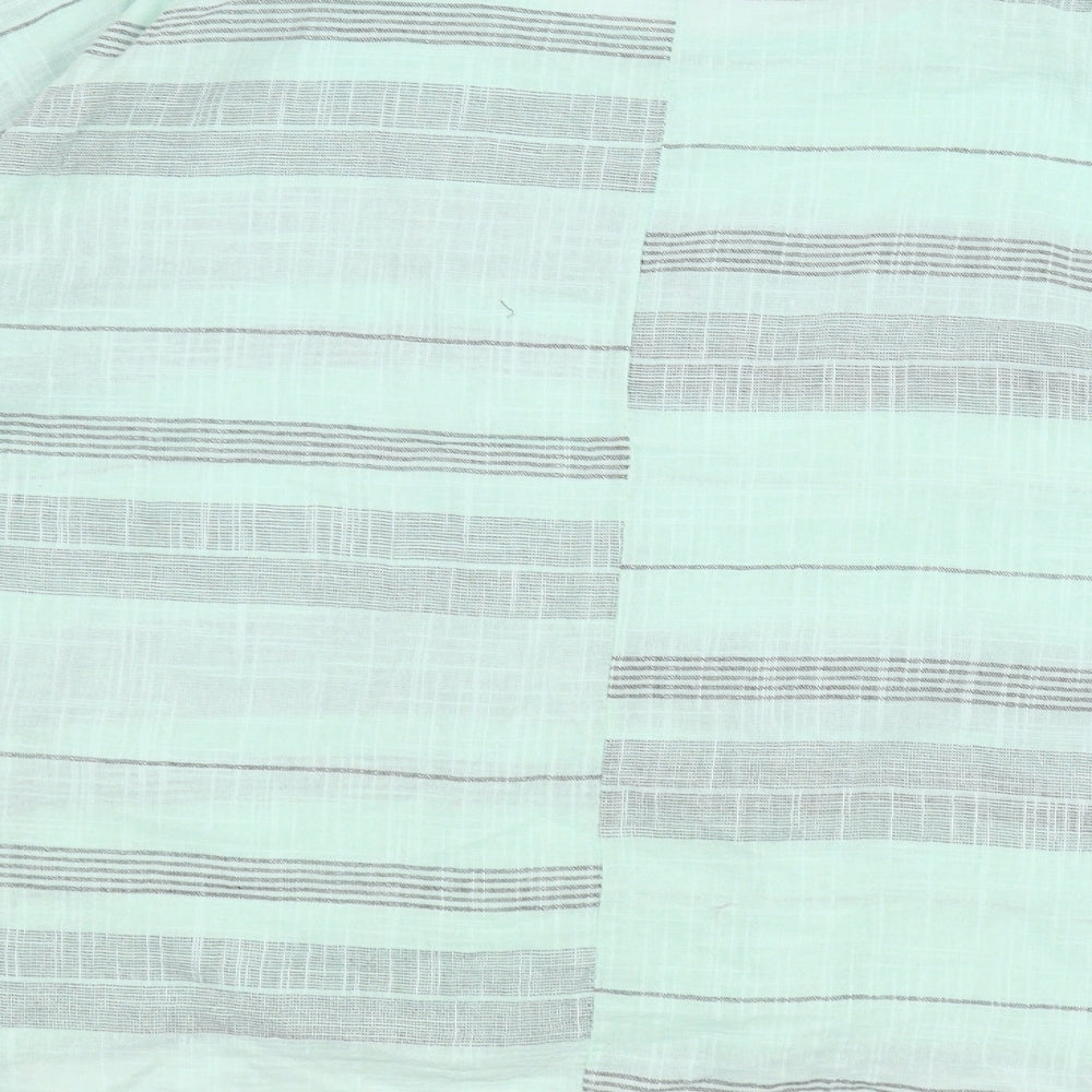 ALEXARA Womens Green Striped Basic T-Shirt Size M
