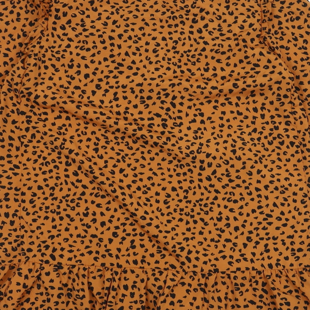 New Look Womens Orange Animal Print Basic Blouse Size 6