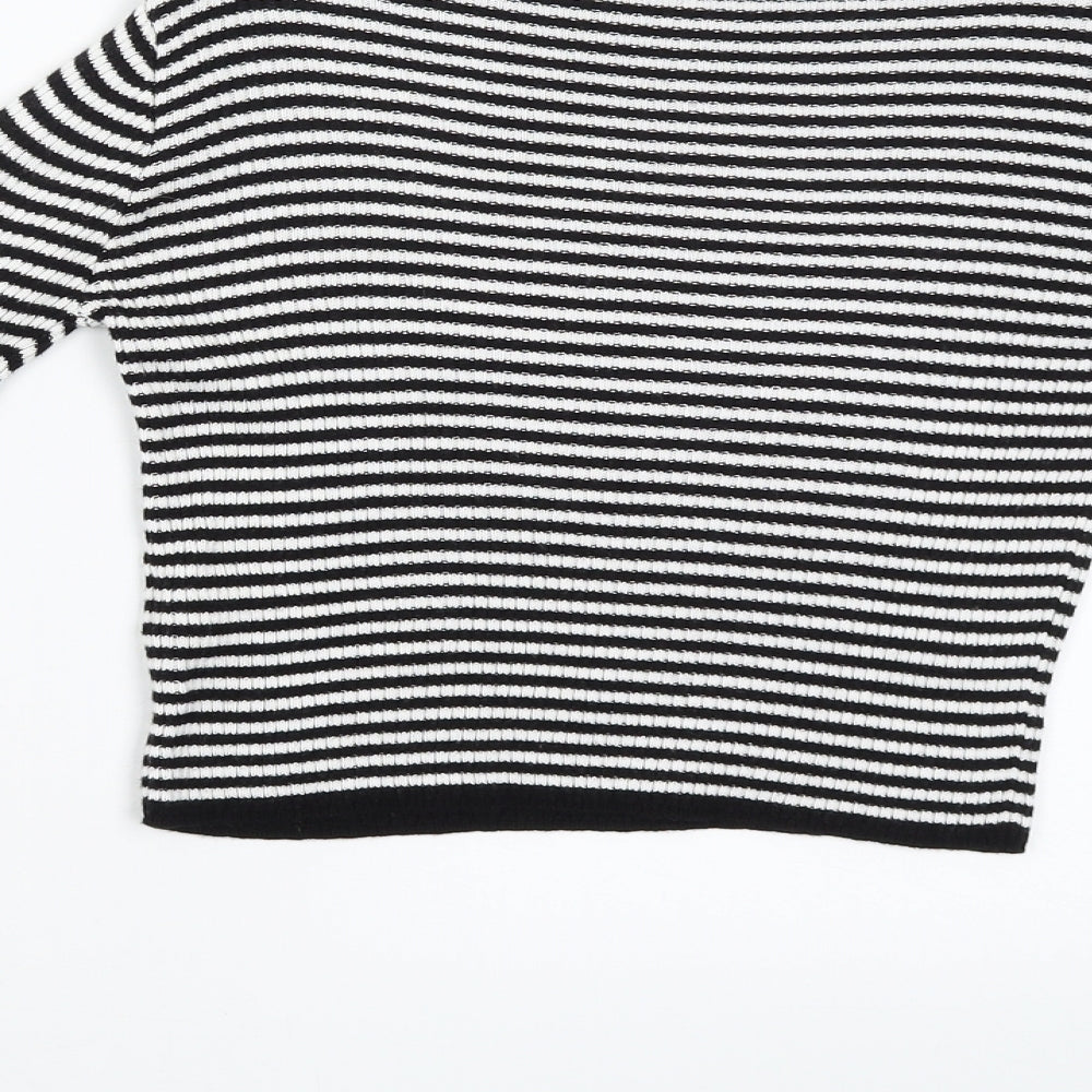 Miss Girls Black Striped Pullover Jumper Size 9-10 Years