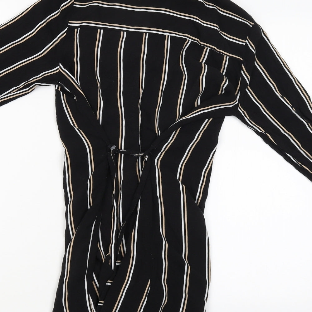 New Look Womens Black Striped Cardigan Jumper Size 10