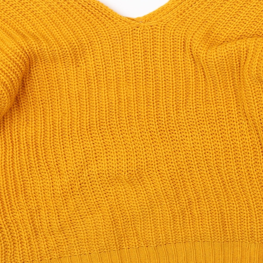 SHEIN Womens Yellow Knit Pullover Jumper Size L