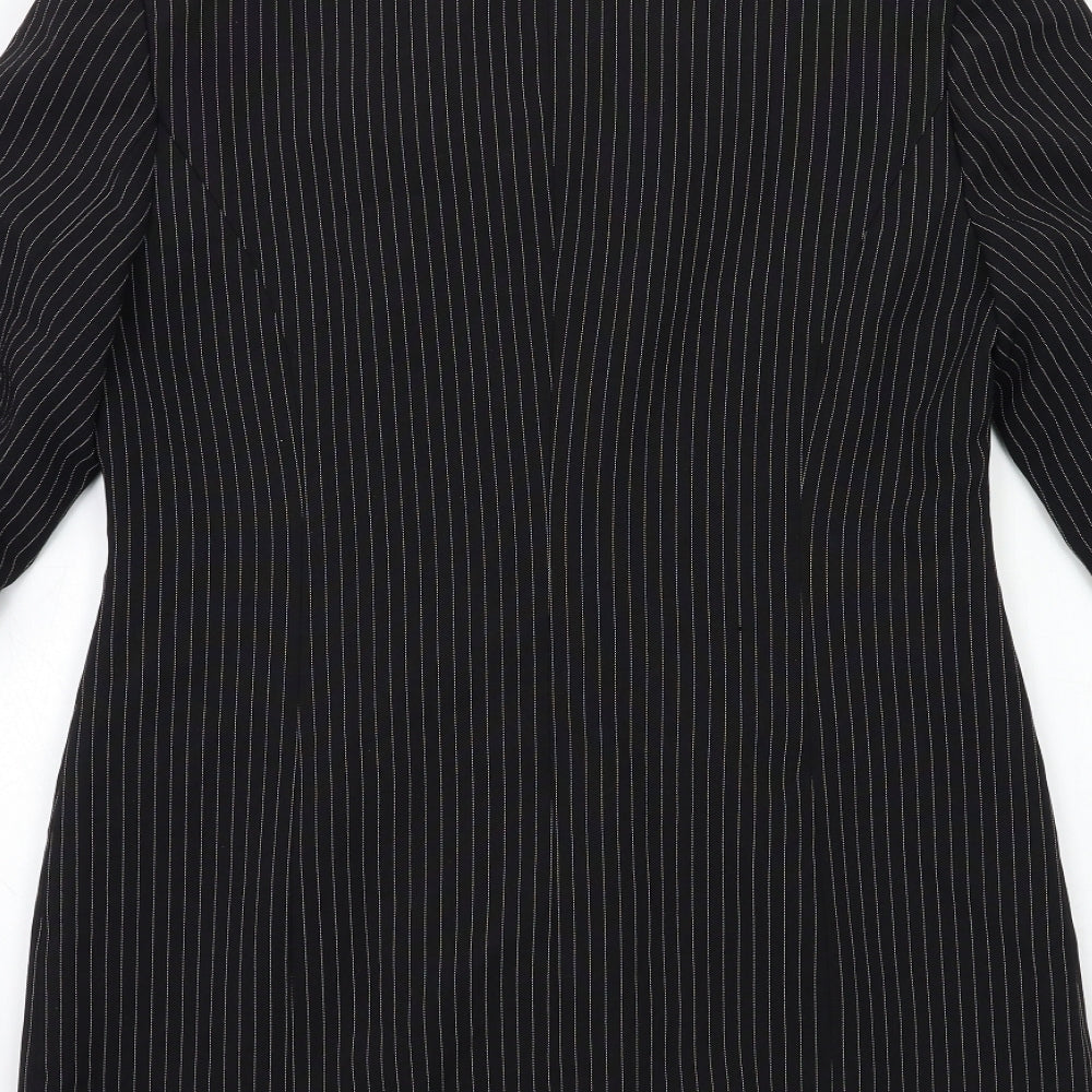 CONTEXT Womens Black Striped Jacket Suit Jacket Size 12