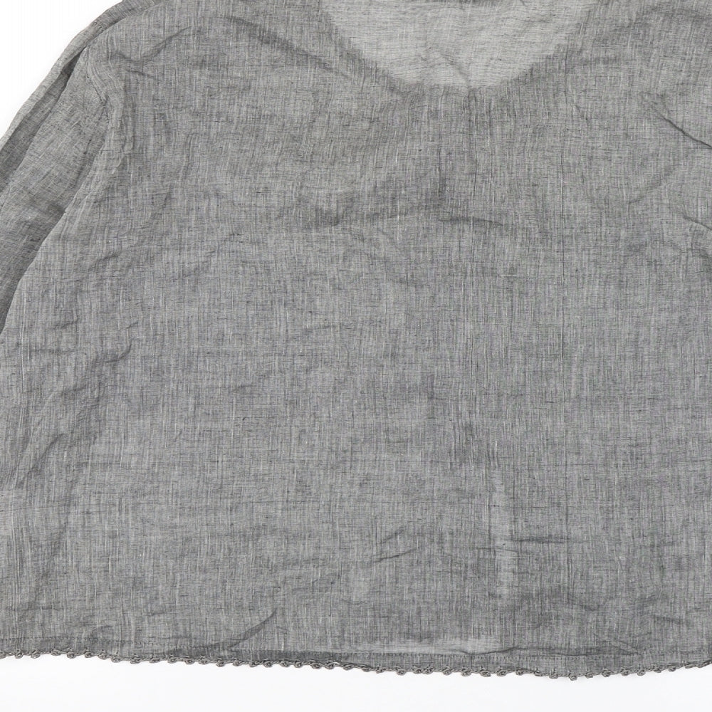 Wallis Womens Grey Floral Basic Button-Up Size 14