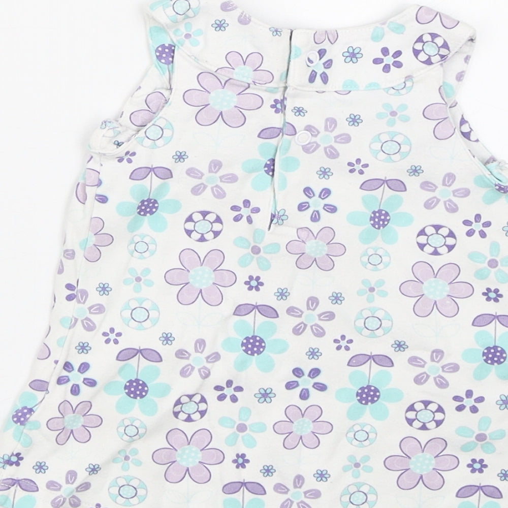 George Girls White Floral T-Shirt Dress Size 0-3 Months