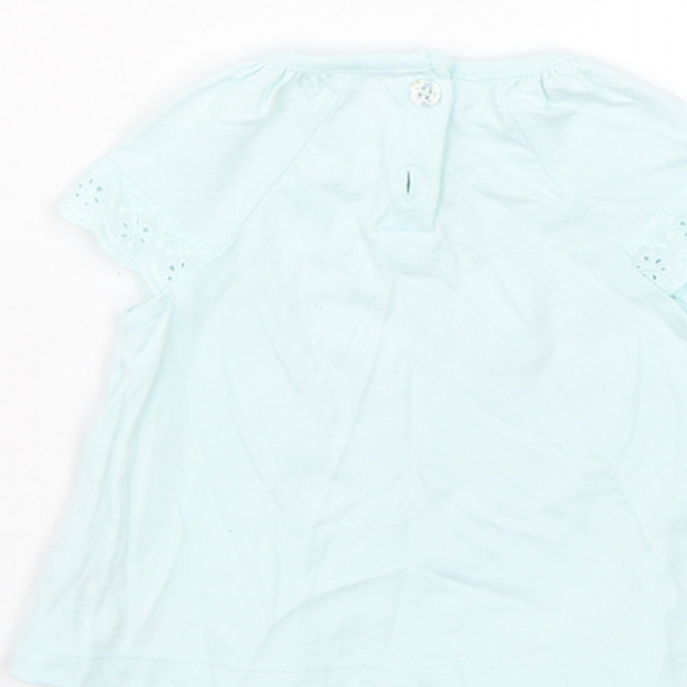 F&F Girls Blue Floral Basic T-Shirt Size 0-3 Months