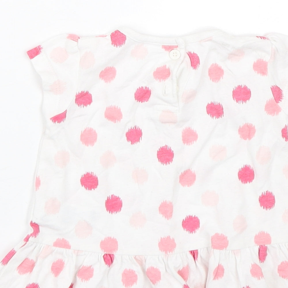 F&F Girls White Polka Dot Basic T-Shirt Size 0-3 Months