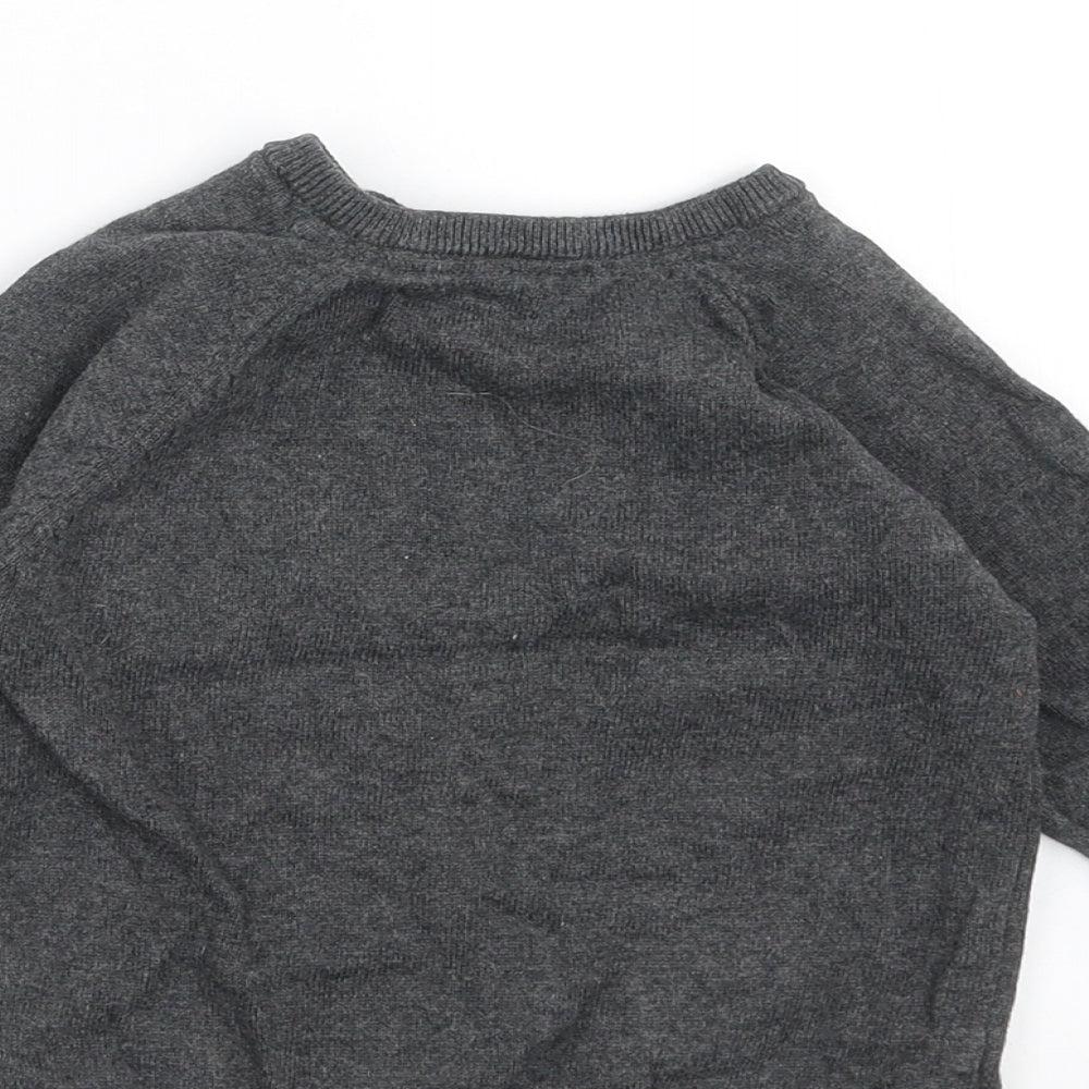 TU Baby Grey Knit Pullover Jumper Size 12-18 Months - animal face