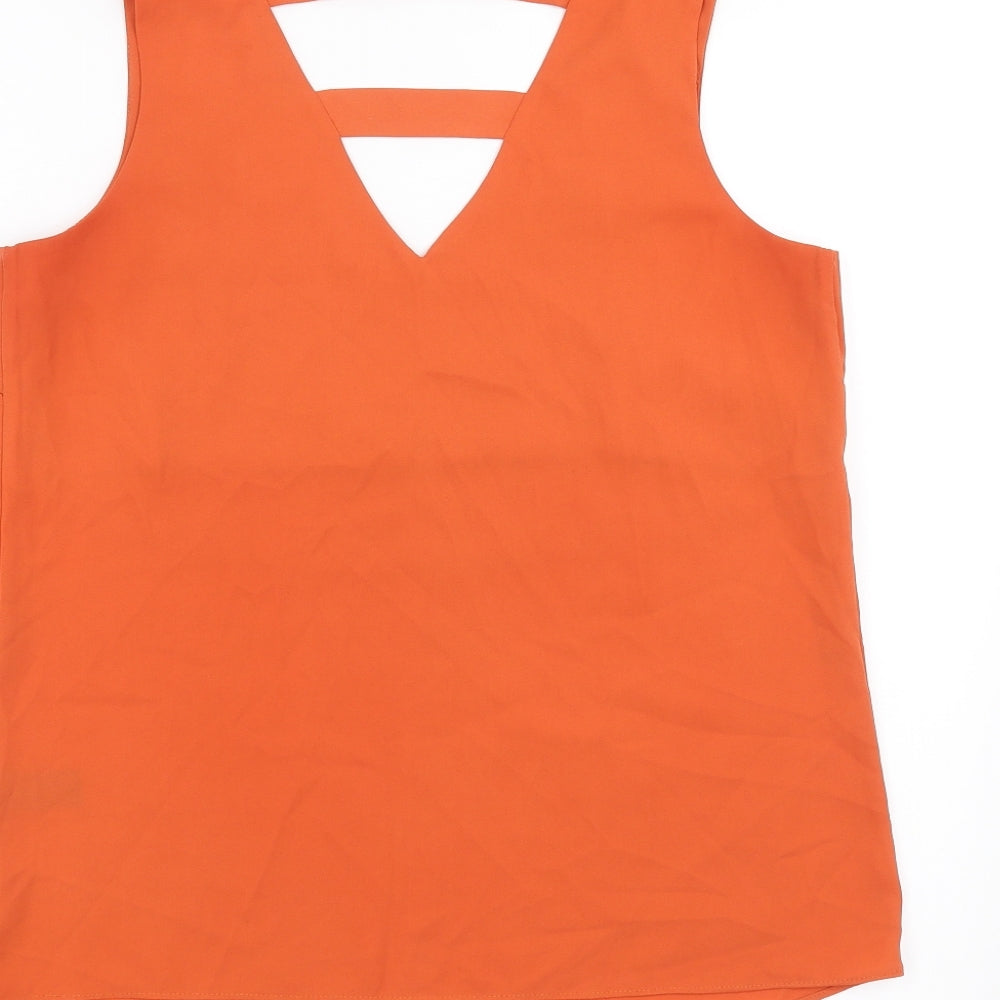 TU Womens Orange Basic Blouse Size 8