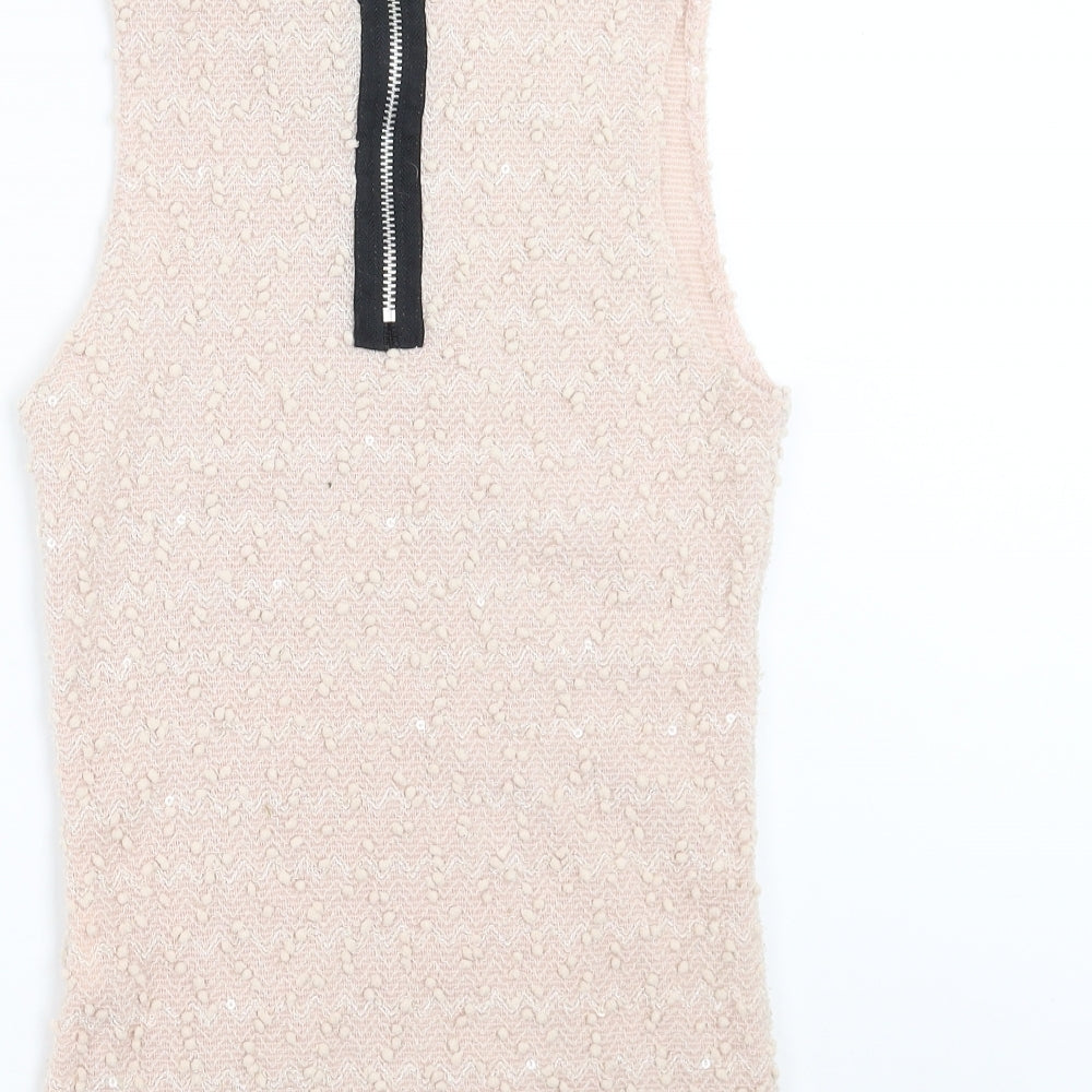 me Womens Pink Basic Tank Size M - sequins