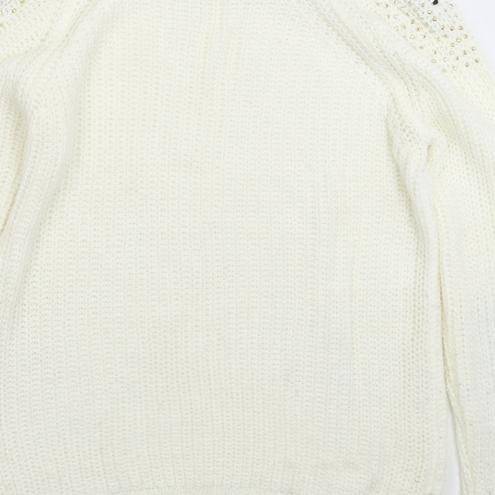 Preworn Womens White Knit Pullover Jumper Size 12