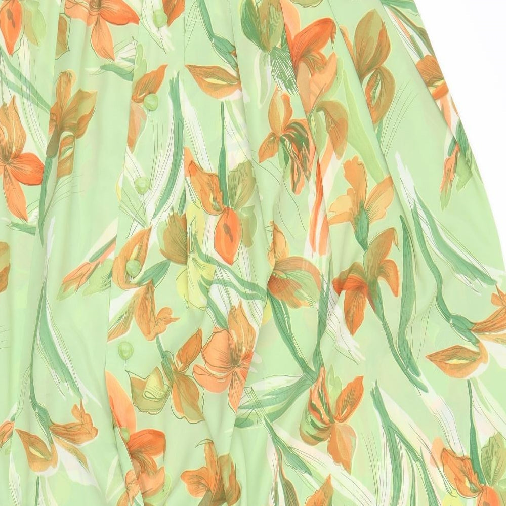 Preworn Womens Green Floral A-Line Skirt Size L