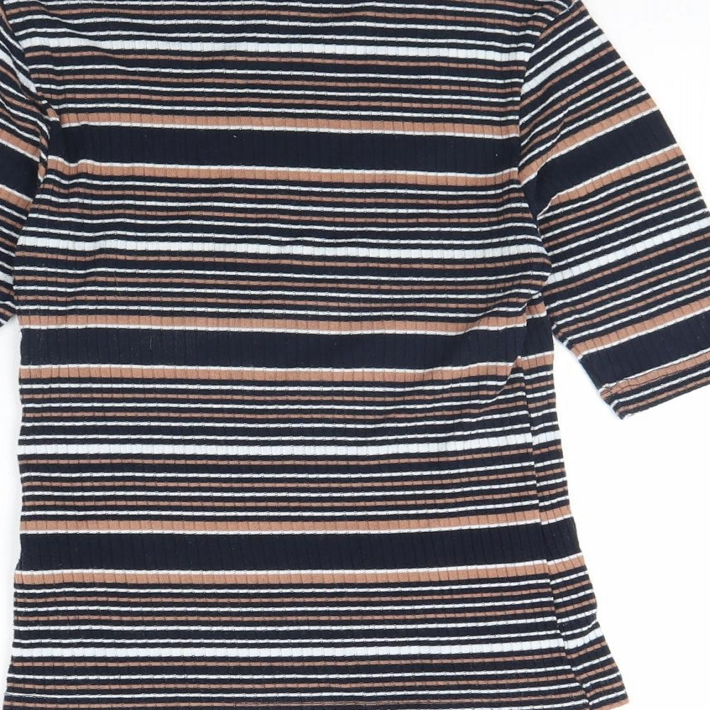 Topshop Womens Blue Striped Basic Blouse Size 10