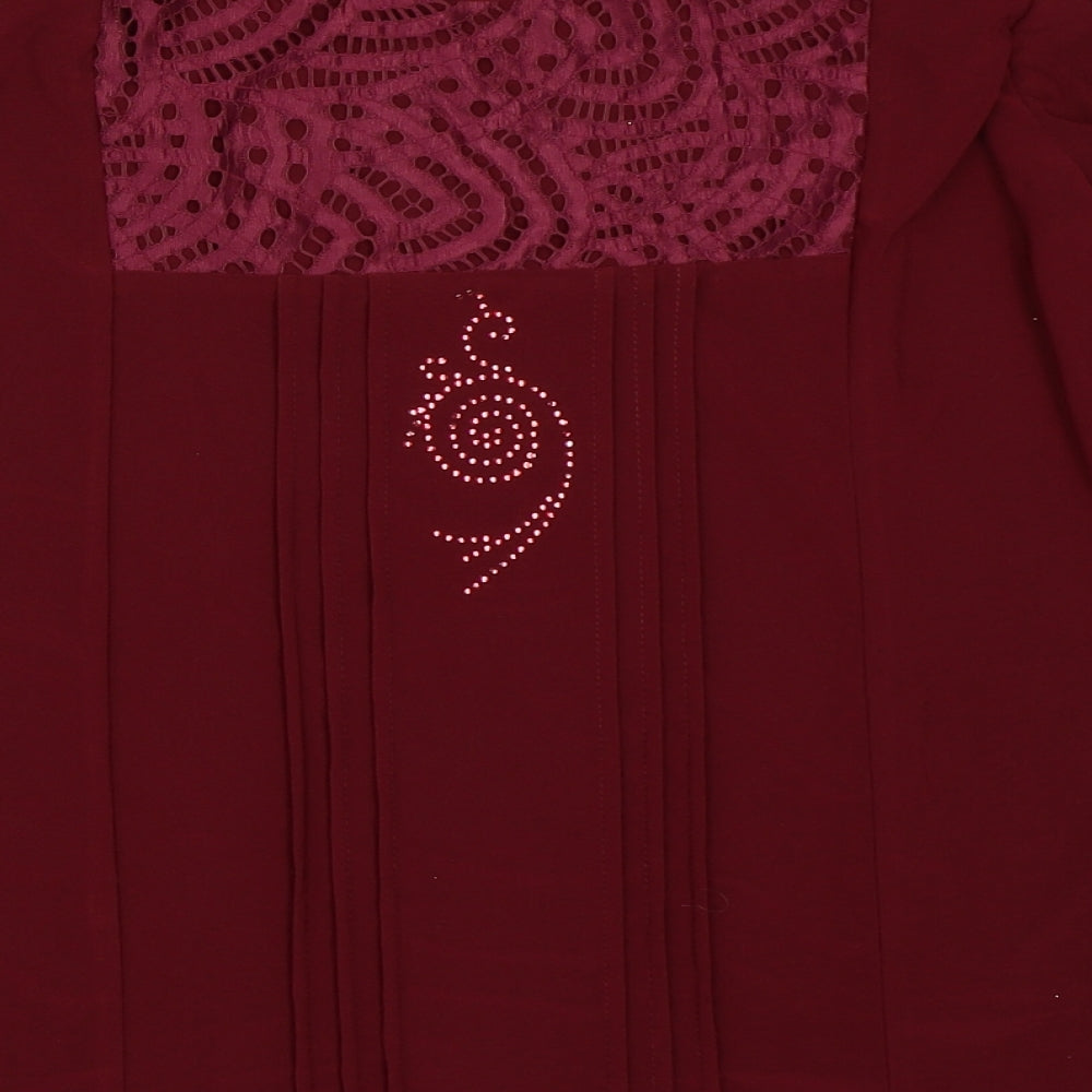 Preworn Womens Red Basic Blouse Size L